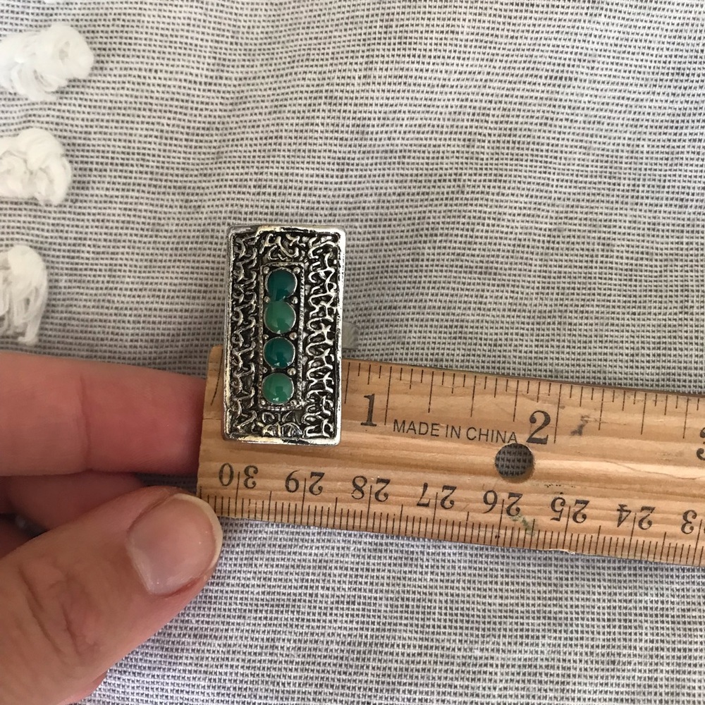 Silver and turquoise adjustable ring